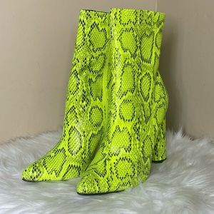 Cape Robbin Lime Snake Heel Bootie